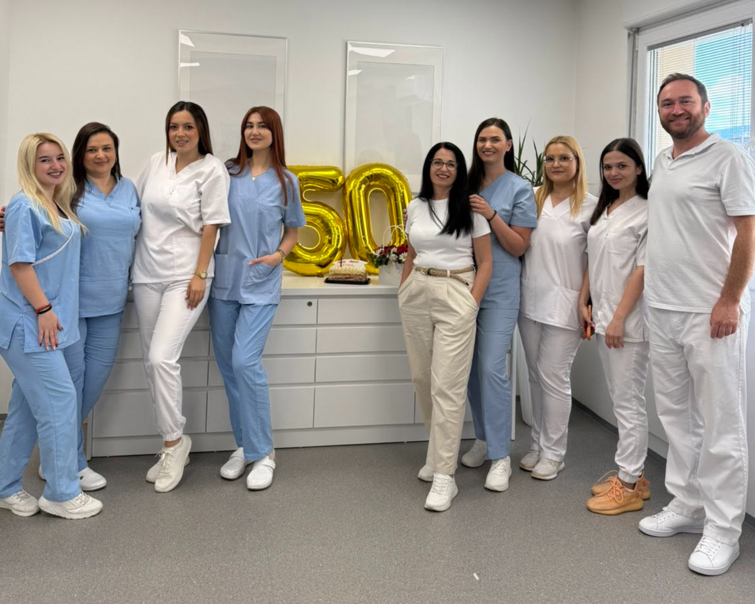 The Dr. Necakovski Dental Clinic team in their clinic in Bitola